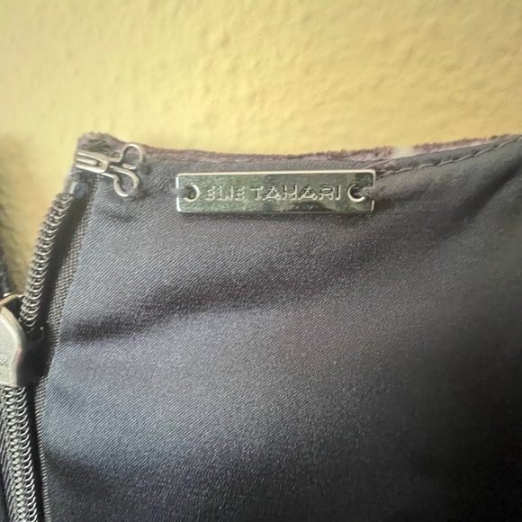 ELIE TAHARI Rosanna Blue Velvet Floral Sleeveless Summer Sheath Dress size 16 - Picture 9 of 13